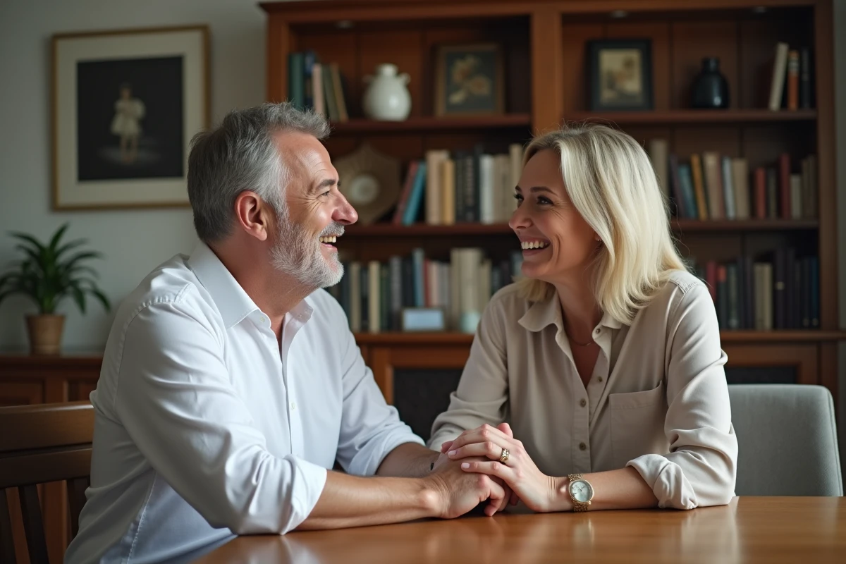 Moment de conversation entre deux personnes à table