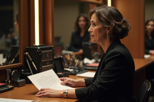 Femme élégante dans les coulisses d'un dressing de célébrité