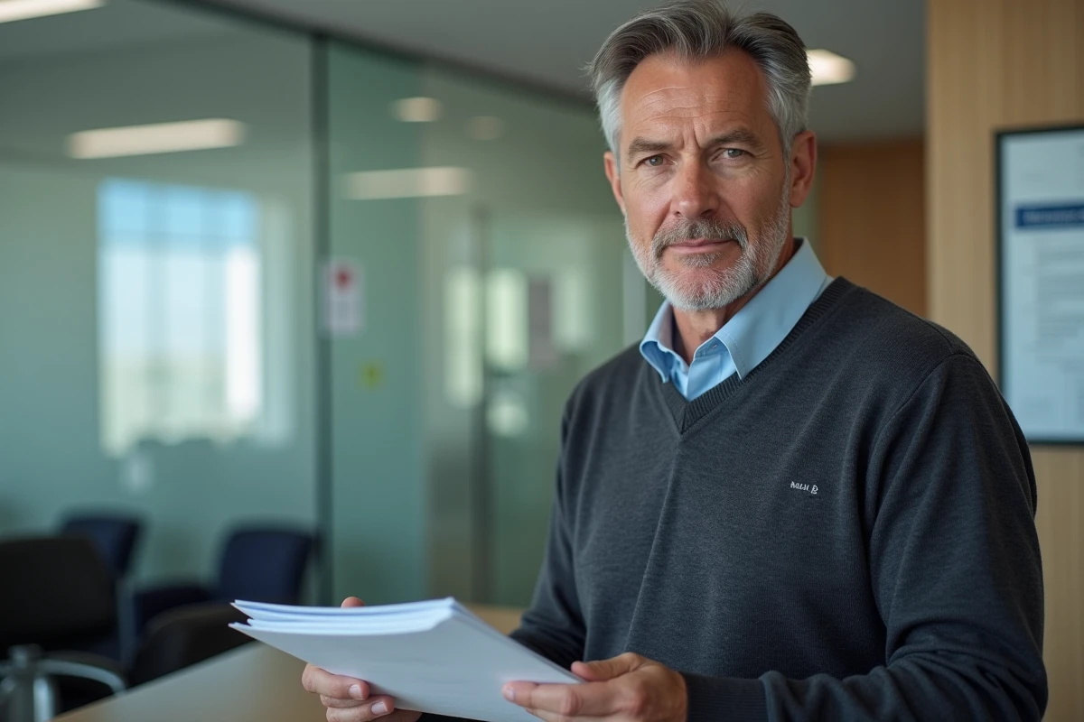 Homme daffaires remet un dossier au bureau